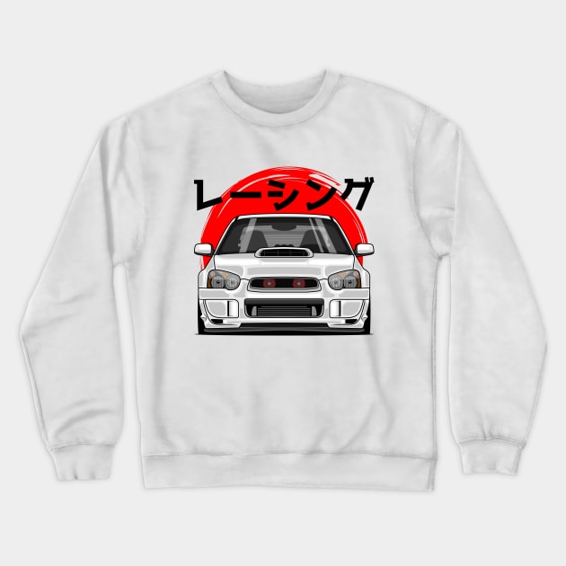 White Impreza WRX STI Blobeye Crewneck Sweatshirt by GoldenTuners